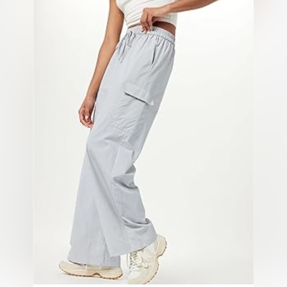 The Drop Light Gray Cargo Pants Small NWT Drawstring Wide Leg Utility Streetwear
